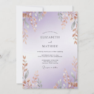Invitation Mariage Améthyste Cuivre Branche Eucalyptus