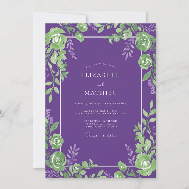 Invitation Mariage Améthyste Lime Vine (Devant)