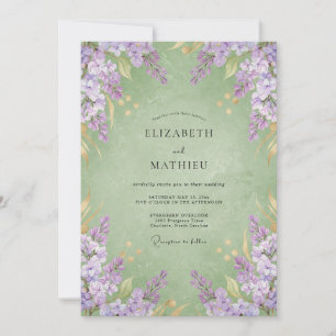 Invitation Mariage Améthyste Menthe Wisteria