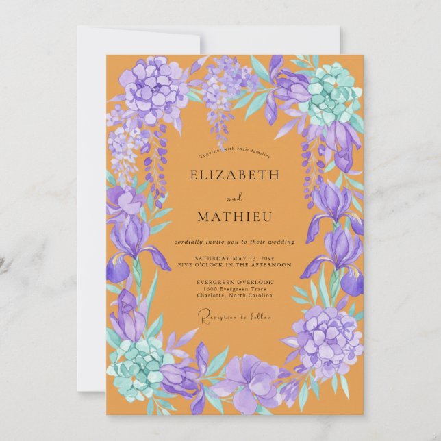 Invitation Mariage Améthyste Orchidée (Devant)