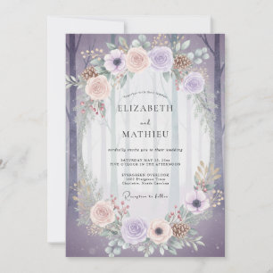 Invitation Mariage Améthyste Pêche Ranunculus Sauge