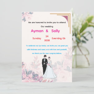 Invitation mariage, amour, mariée, marguerites, invitation, m