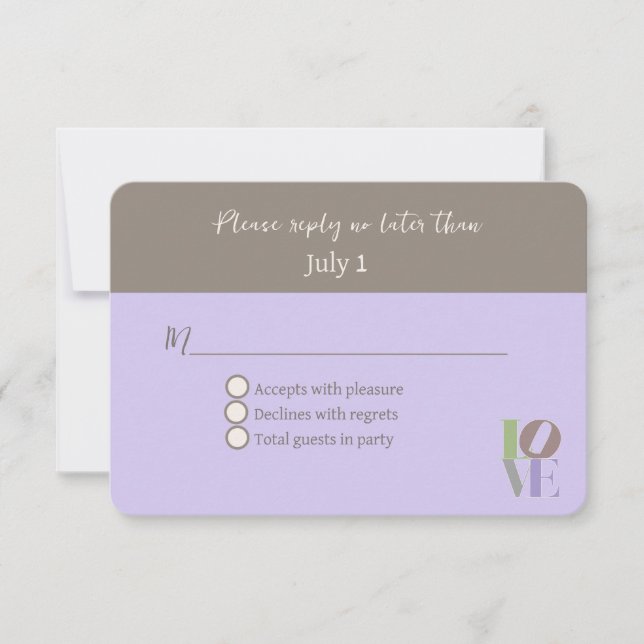 Invitation Mariage AMOUR moderne RSVP (Devant)