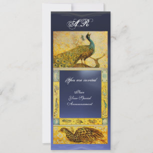 Invitation MARIAGE AMOUR PAONS INITIALES brun bleu jaune