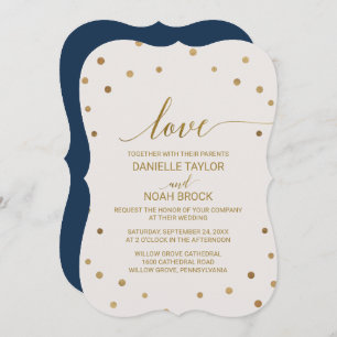Invitation Mariage "Amour" Pois d'or