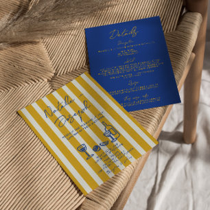 Invitation Mariage Amusant Tout En Un Peint En Bleu Et Jaune 