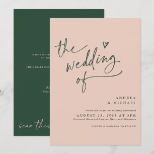 Invitation Mariage Amusant Vert Émeraude et Or Rose