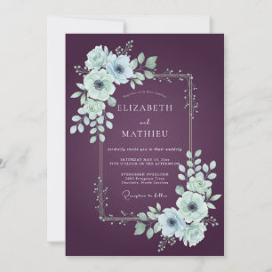 Invitation Mariage Anémone Atmosphérique prune