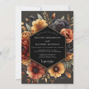 Invitation Mariage Anémone Automnal au Charbon de Bois