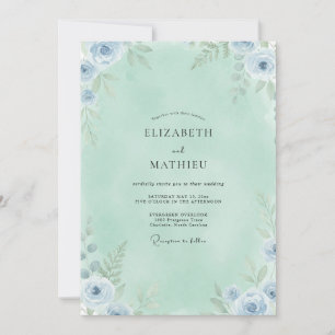 Invitation Mariage Anémone Ciel Mousse de Mer