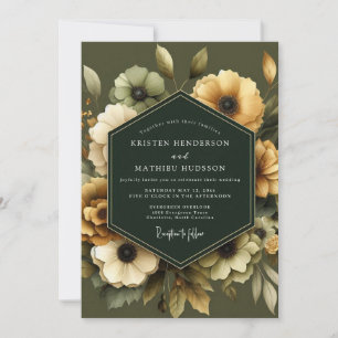 Invitation Mariage Anémone Dorée Olive