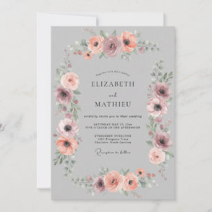 Invitation Mariage Anémone Gris Nuageux