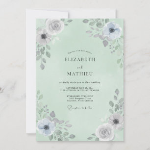 Invitation Mariage Anémone Gris Sage