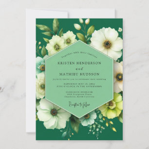 Invitation Mariage Anémone Ivoire Émeraude