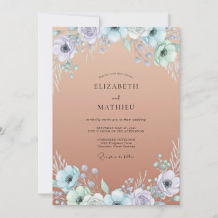 Invitation Mariage Anémone Lilas Cuivré