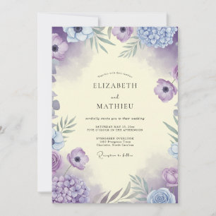 Invitation Mariage Anémone Lilas Lavande