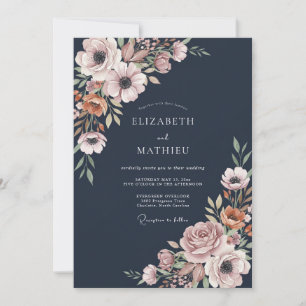 Invitation Mariage Anémone Mauve de Minuit
