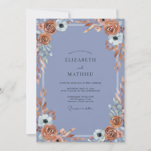 Invitation Mariage Anémone Pervenche Terracotta