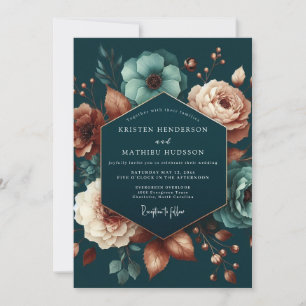 Invitation Mariage Anémone Teintée de Bleu-vert