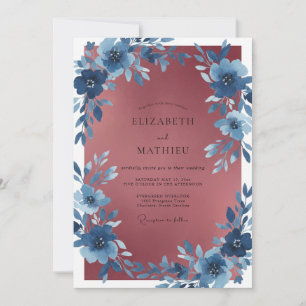 Invitation Mariage Anémone Terre Cuite Ardoise
