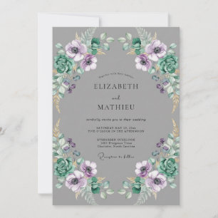 Invitation Mariage Anémone Violet Ardoise