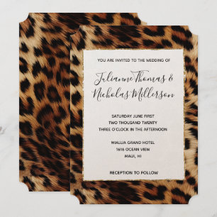 Invitation Mariage animal léopard à crème Brown