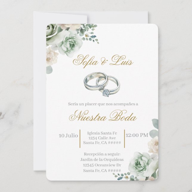 Invitation Mariage anneau Mariage espagnol (Devant)