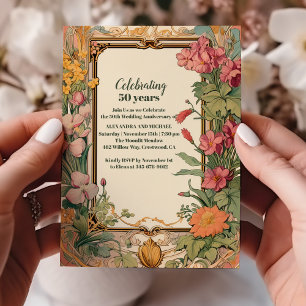 Invitation Mariage Anniversaire Art Nouveau Floral Vintage