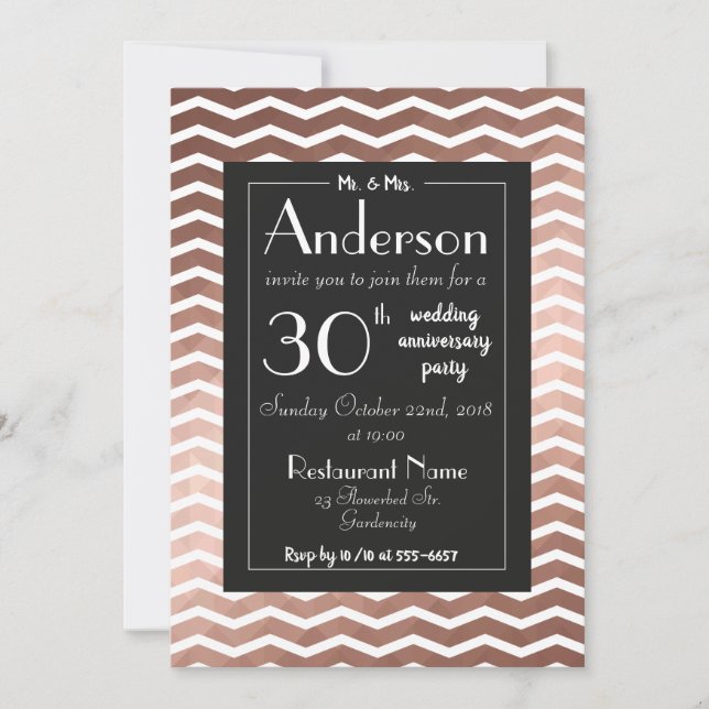 Invitation Mariage anniversaire fête rose or élégant chic (Devant)