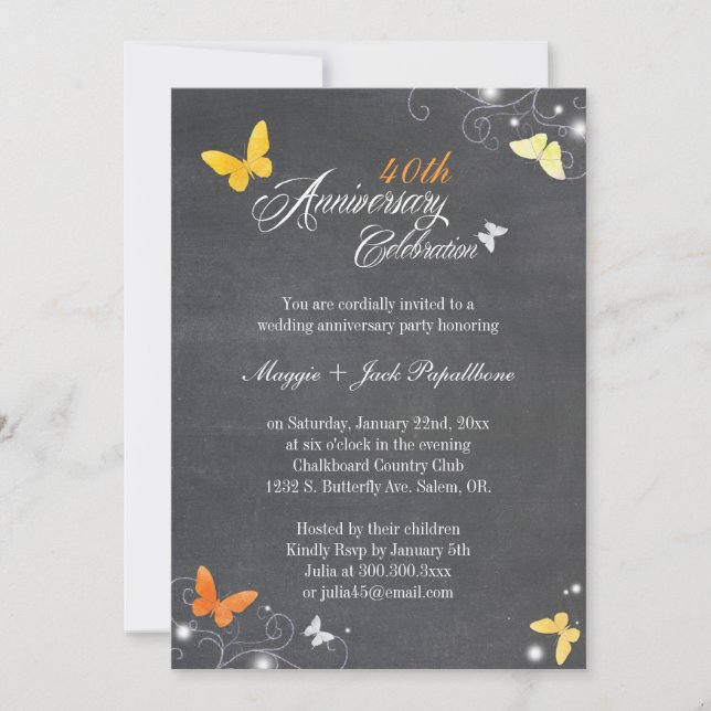 Invitation Mariage Anniversaire Tableau Noir Vintage (Devant)