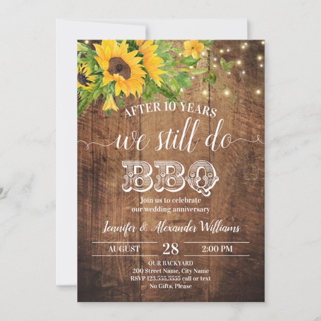 Invitation Mariage Anniversaire Tournesols Nous Faisons Toujo (Devant)