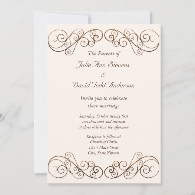 Invitation Mariage antique (Devant)