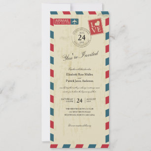 Invitation Mariage antique de par avion