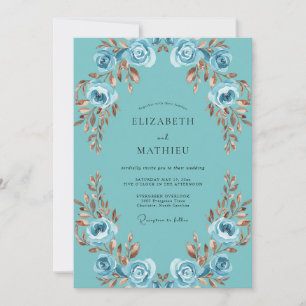 Invitation Mariage Aqua Cuivre Pétales