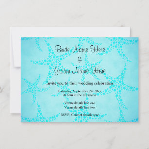 Invitation Mariage Aqua et Starfish Turquoise.