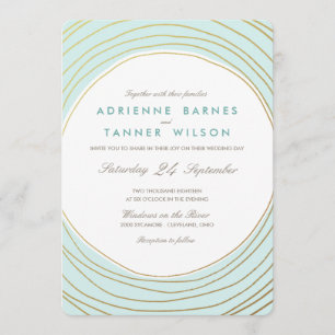 Invitation Mariage Aqua Light Gold Rings