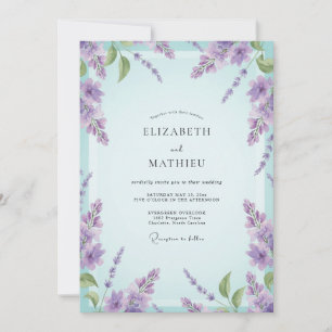 Invitation Mariage Aqua Lilas Wisteria