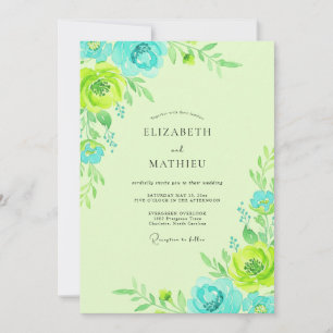 Invitation Mariage Aqua Lime Pivoine