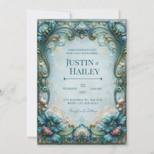 Invitation Mariage Aqua Lotus Filigrane
