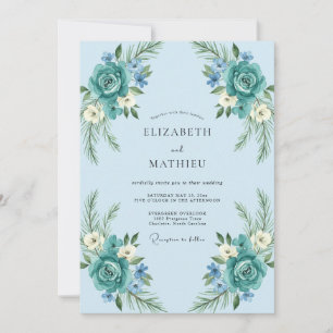 Invitation Mariage Aqua Paeony