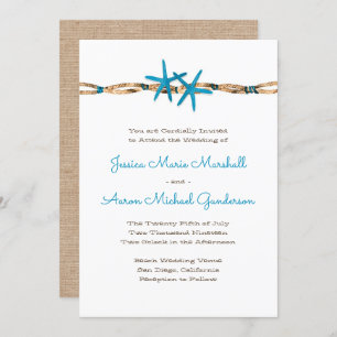 Invitation Mariage Aqua Starfish and Nautical Rope 2