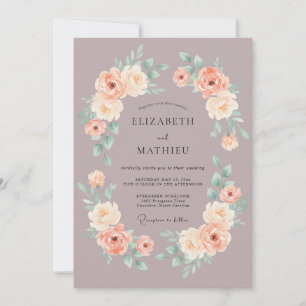 Invitation Mariage Aquarelle à l'Eau de Rose Mauve Douce