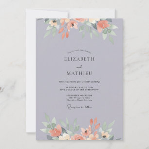 Invitation Mariage Aquarelle Abricot Mauve