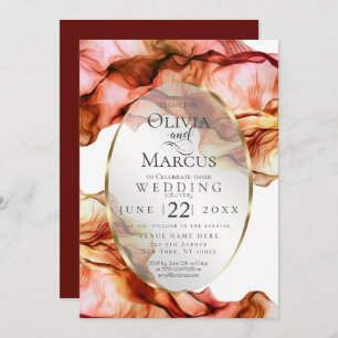 Invitation MARIAGE   Aquarelle Abstraite Couleurs d'automne