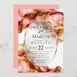 Invitation MARIAGE   Aquarelle Abstraite Couleurs d'automne 6