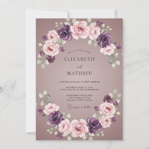 Invitation Mariage Aquarelle Améthyste Mauve