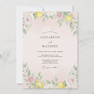 Invitation Mariage aquarelle au citron pastel