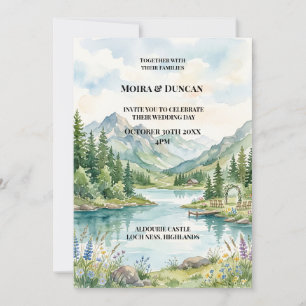 Invitation Mariage aquarelle au lac de montagne