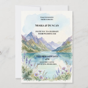 Invitation Mariage aquarelle au lac de montagne