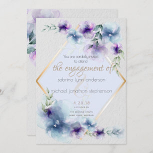 Invitation Mariage   Aquarelle bleu et violet